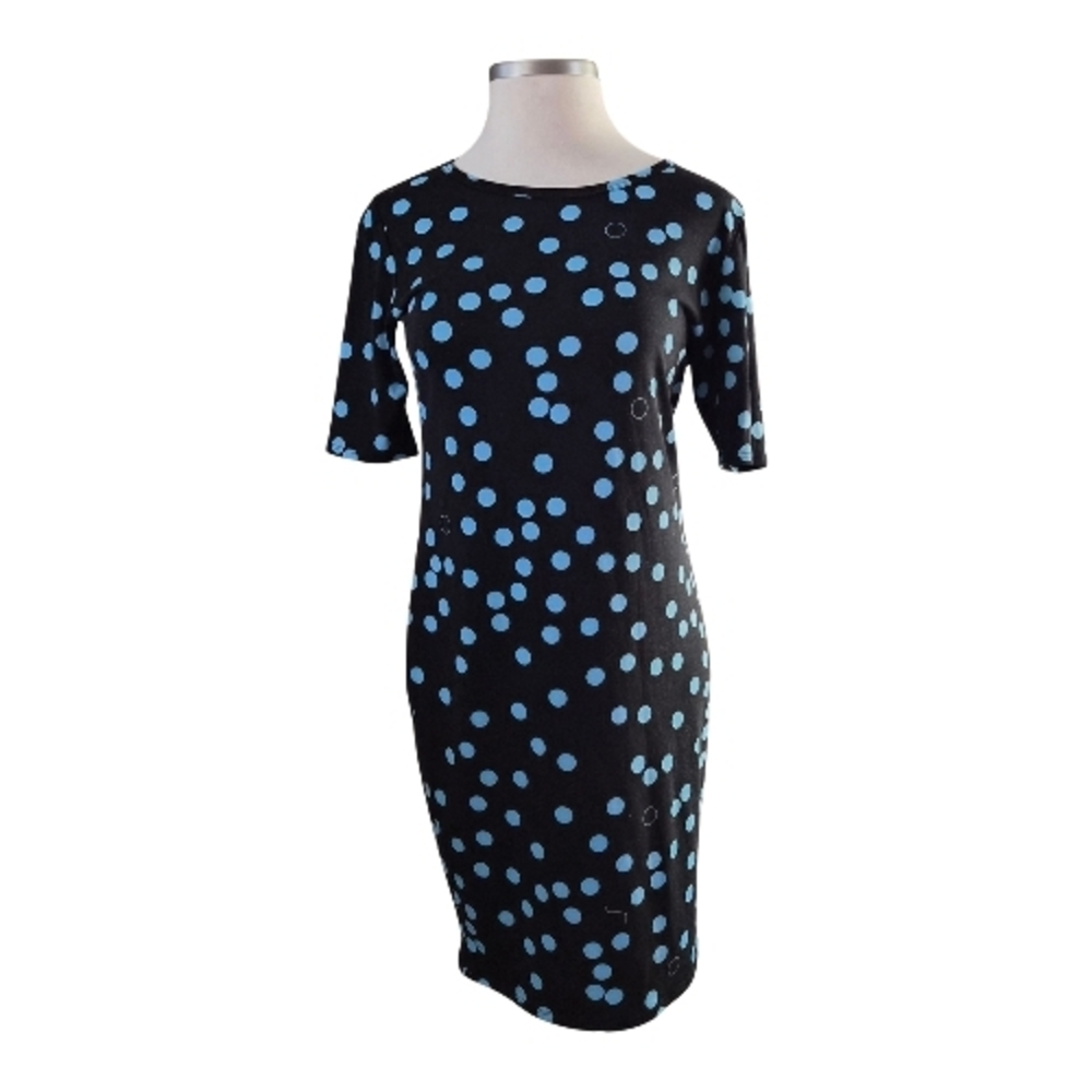 LuLaRoe Black Dress with Blue Polka Dots